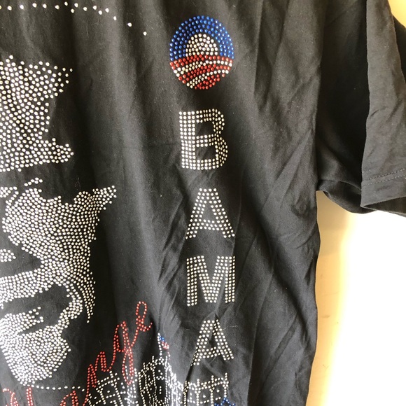 Barack Obama Beaded Tee XXL Cotton WOW! White Hous - Picture 4 of 6